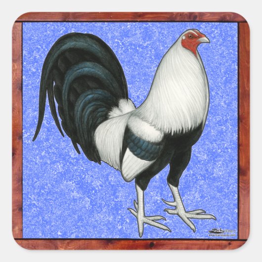 Gerahmt Gamecock Quadratischer Aufkleber (Vorderseite)