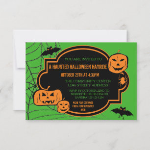 Gerahmt Green/Orange Pumpkin - 3x5 Halloween Einla Einladung