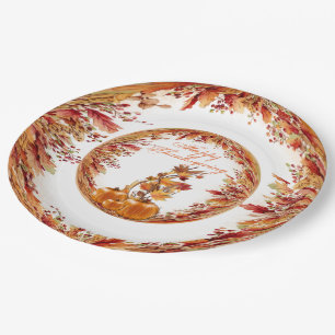 Gerahmt im Farbherbst verbleibt der Erntedank Tell Pappteller