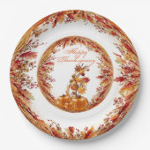 Gerahmt im Farbherbst verbleibt der Erntedank Tell Pappteller (Vorderseite)