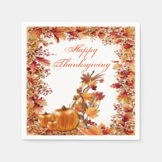 Gerahmt in Farbe Herbst Blätter Erntedank Napkins Serviette (Vorderseite)