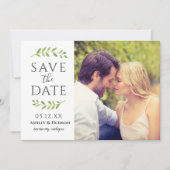 Gerahmt in Greenery Wedding Foto White Save The Date (Vorderseite)