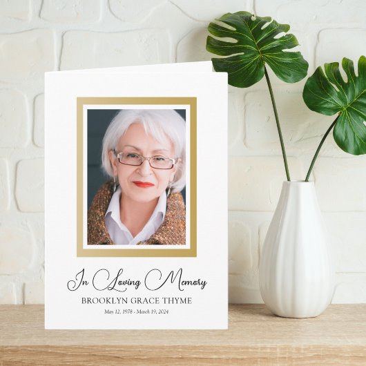 Gerahmt in Imitate Gold Foto Memorial Program Programm