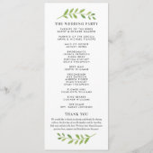 Gerahmt in Watercolor Greenerity Hochzeitsfeier Programm (Rückseite)