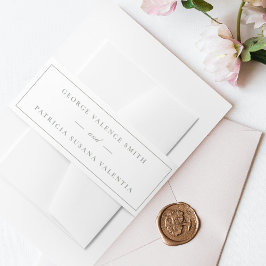 Gerahmt | Kalligraphie Elegant Green White Wedding Einladungsbanderole