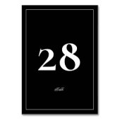 Gerahmt | Kalligraphie Elegant White Black Wedding Tischnummer (Rückseite)