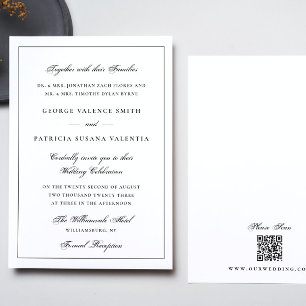 Gerahmt   Kalligraphie Elegant White QR Code Weddi Einladung