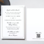 Gerahmt | Kalligraphie Elegant White QR Code Weddi Einladung
