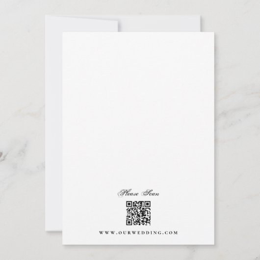 Gerahmt | Kalligraphie Elegant White QR Code Weddi Einladung (Rückseite)