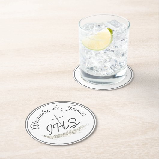 Gerahmt-katholische Bibelverheiratung Runder Pappuntersetzer (Vor Ort)