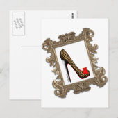 Gerahmt Leopard Stiletto Pump Postkarte (Vorne/Hinten)