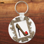 Gerahmt Leopard Stiletto Pump Schlüsselanhänger (Vorderseite)