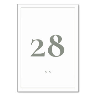 Gerahmt Monogram Elegant Sage Green Wedding Tischnummer