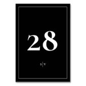 Gerahmt | Monogram Elegant Schwarz-weiß Wedding Tischnummer (Rückseite)