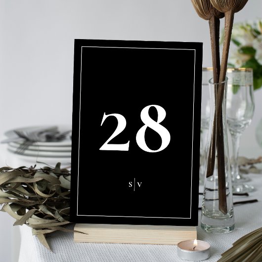 Gerahmt | Monogram Elegant Tuxedo Black Wedding Tischnummer