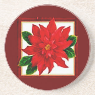 Gerahmt Poinsettia Sandstein Untersetzer