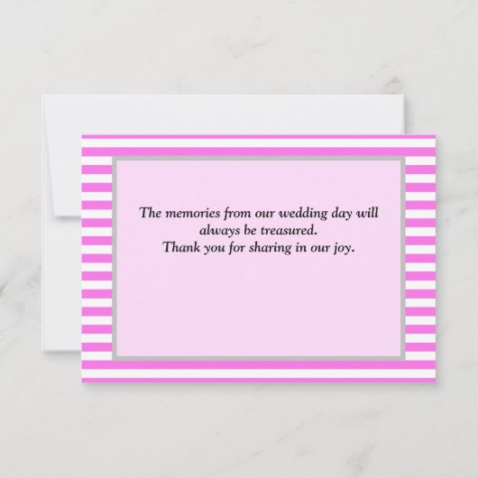Gerahmt Rosa/weiße Streifen Danke Karte (Rückseite)