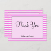 Gerahmt Rosa/weiße Streifen Danke Karte (Vorne/Hinten)