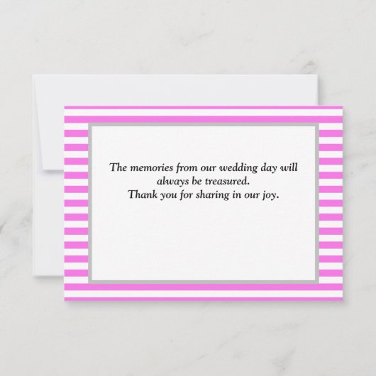 Gerahmt Rosa/weiße Streifen Danke Karte (Rückseite)