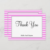 Gerahmt Rosa/weiße Streifen Danke Karte (Vorne/Hinten)