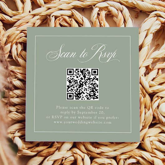 Gerahmt Sage Green Italia Elegante | UAWG QR-Code Begleitkarte