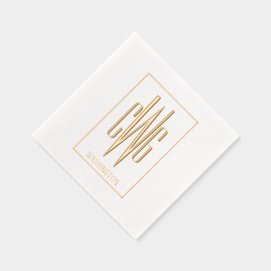 Gerahmt Simple 3 Initial Letter Monogram Name #4 Servietten Mit Folie (Rechts)