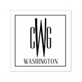 Gerahmt Simple 3 Initial Letter Monogram Name #4SQ Permastempel (Design)