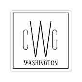 Gerahmt Simple 3 Initial Letter Monogram Name #5SQ Permastempel (Design)