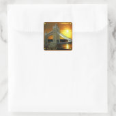 Gerahmt Tower Bridge Sunshine Quadratischer Aufkleber (Tasche)