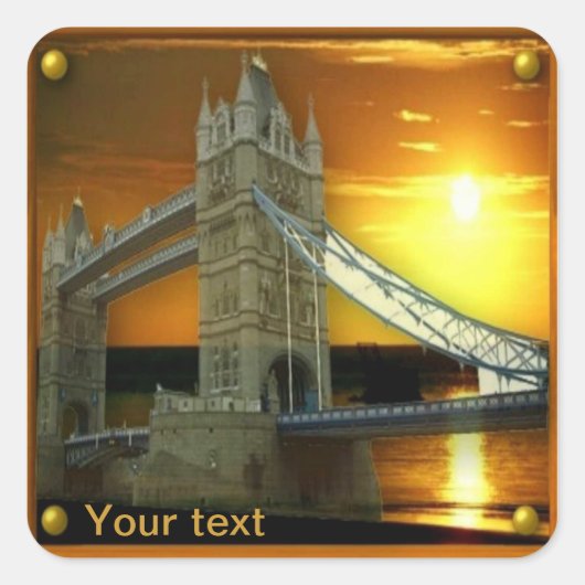 Gerahmt Tower Bridge Sunshine Quadratischer Aufkleber (Vorderseite)