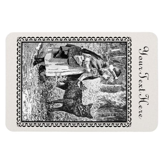 Gerahmt Zeichnend Rotkäppchen-Wolfsholz Magnet (Horizontal)