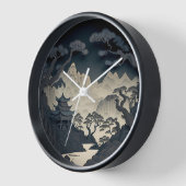 Gerahmte 3D-Chinesische Landschaft Grau-Wand-Uhr Uhr (Winkel)