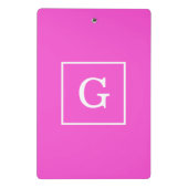 Gerahmte Anfängermonogramm, rosafarben Mini Klemmbrett (Rückseite)