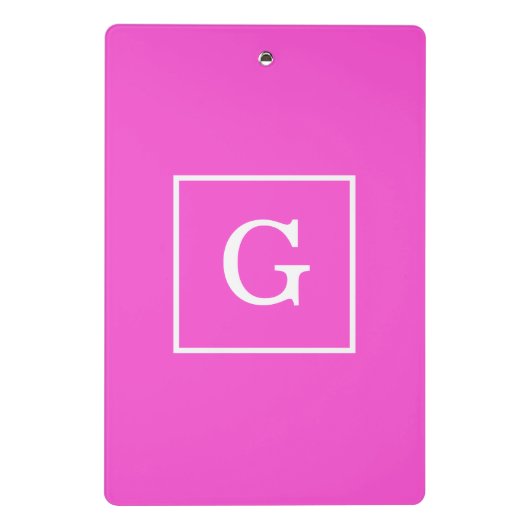 Gerahmte Anfängermonogramm, rosafarben Mini Klemmbrett (Rückseite)