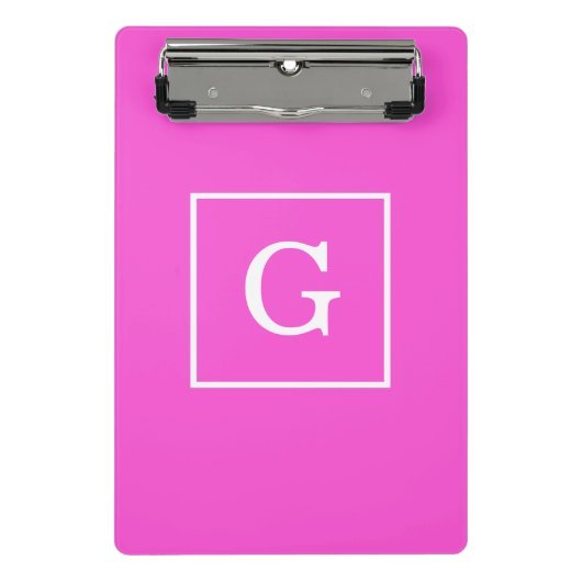 Gerahmte Anfängermonogramm, rosafarben Mini Klemmbrett (Vorderseite)