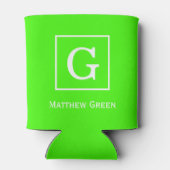 Gerahmte Anfangsmonogramm Lime Green White Dosenkühler (Rückseite)
