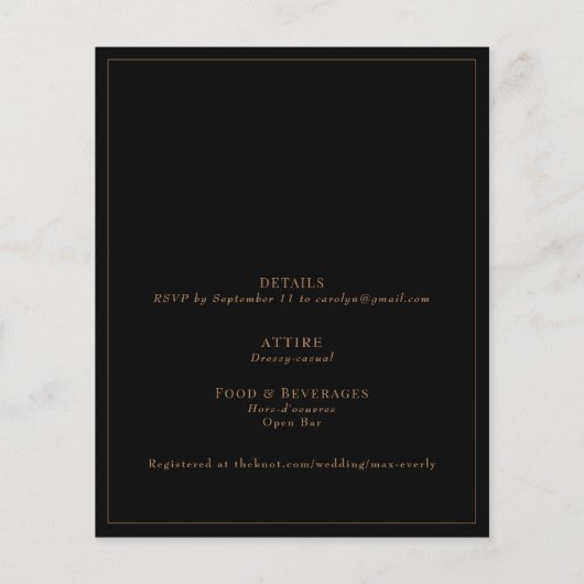 Gerahmte Black & Gold Hochzeitsfeier (Rückseite)