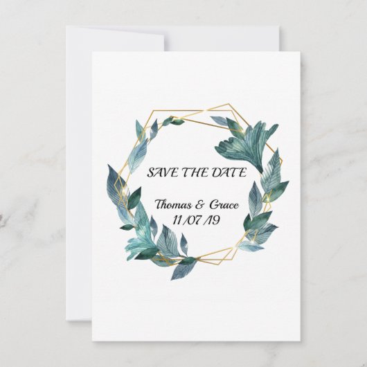 Gerahmte Blätter Hochzeit mit schöner Wasserfarbe Einladung (Vorderseite)