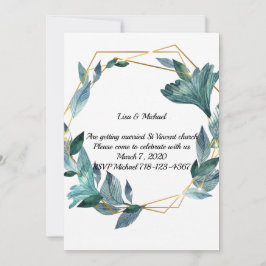 Gerahmte Blätter Hochzeit mit schöner Wasserfarbe Einladung