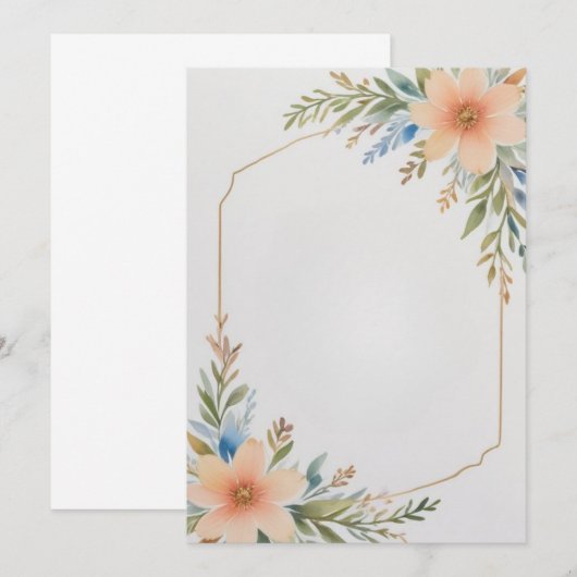 Gerahmte Blume Einladung (Vorne/Hinten)