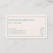 Gerahmte Blume in Blue Beige Visitenkarte (Rückseite)