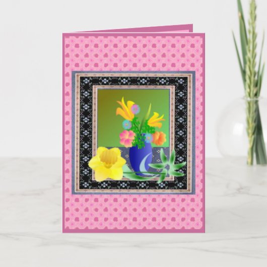 Gerahmte Blume Osterkarte Feiertagskarte (Vorderseite)