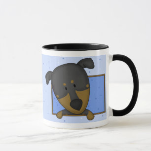 Gerahmte Cartoon-Dobermannpinscher-Tasse Tasse