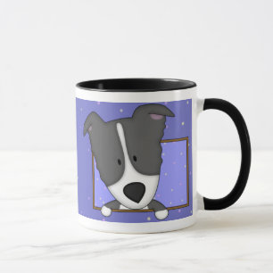 Gerahmte Cartoon-Grenzcollie-Tasse Tasse
