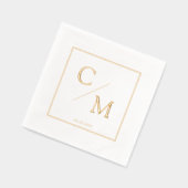 Gerahmte Einfache Elegante Monogram Hochzeit Servietten Mit Folie (Links)