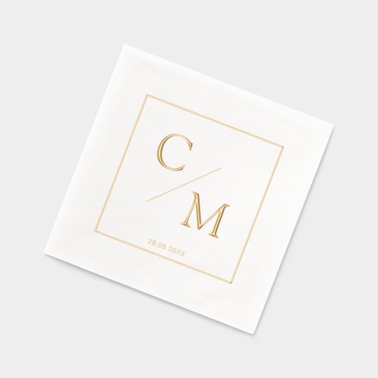 Gerahmte Einfache Elegante Monogram Hochzeit Servietten Mit Folie (Links)
