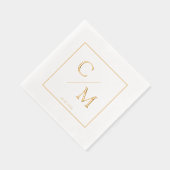 Gerahmte Einfache Elegante Monogram Hochzeit Servietten Mit Folie (Rechts)