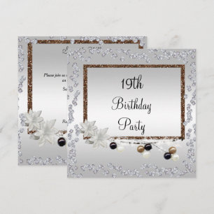 Gerahmte Elegance 19. Geburtstag Einladung