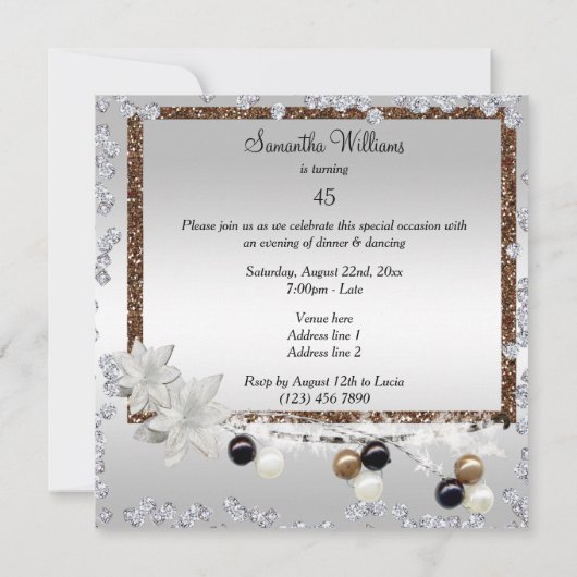 Gerahmte Elegance 45. Geburtstag Einladung (Rückseite)