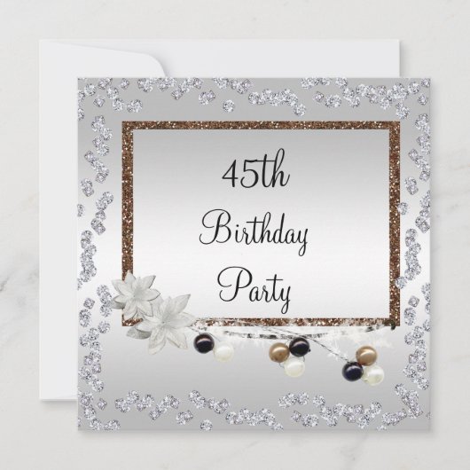 Gerahmte Elegance 45. Geburtstag Einladung (Vorderseite)